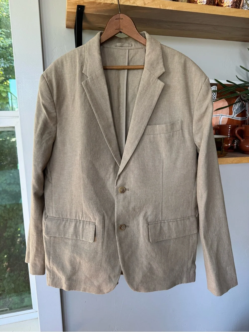 Old Navy Light Beige Linen-Blend Sport Coat Jacket Size Large